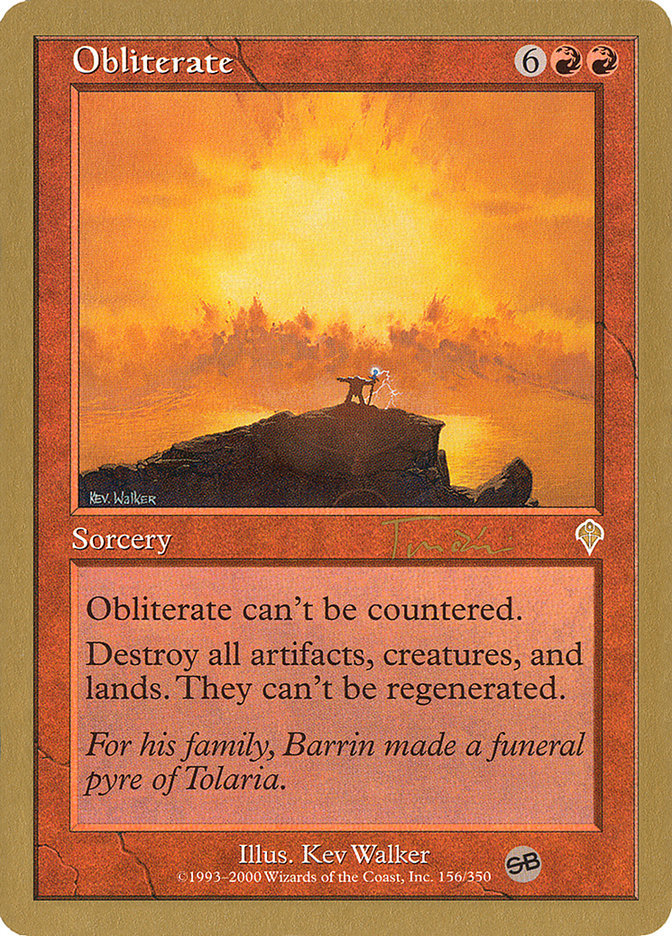 Obliterate (Jan Tomcani) (SB) [World Championship Decks 2001] | Webway Games