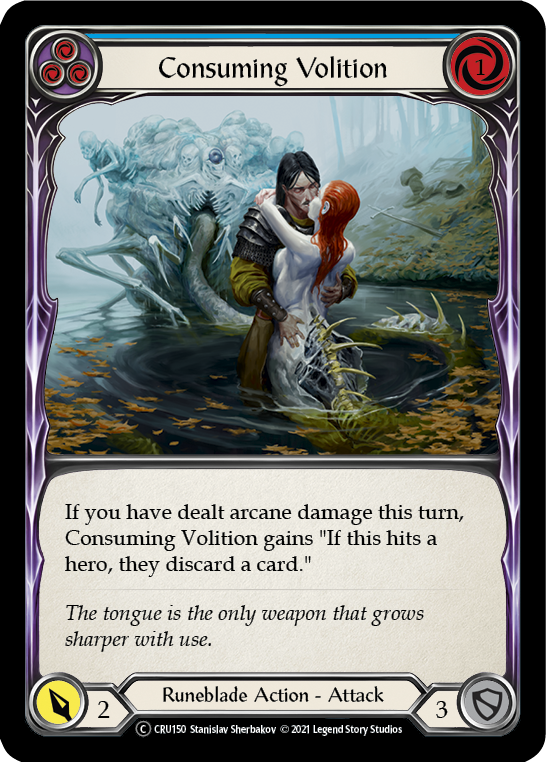 Consuming Volition (Blue) (Rainbow Foil) [CRU150-RF] Unlimited Rainbow Foil | Webway Games