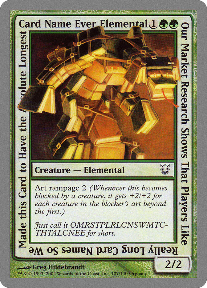 Our Market Research Shows That Players Like Really Long Card Names So We Made this Card to Have the Absolute Longest Card Name Ever Elemental [Unhinged] | Webway Games