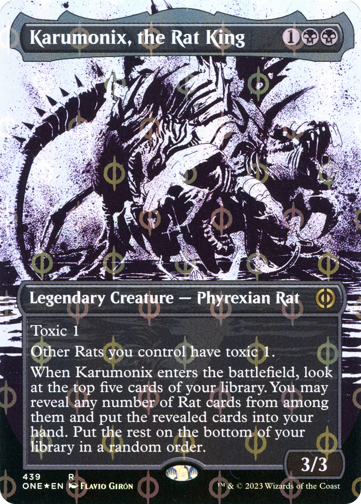 Karumonix, the Rat King (Borderless Ichor Step-and-Compleat Foil) [Phyrexia: All Will Be One] | Webway Games