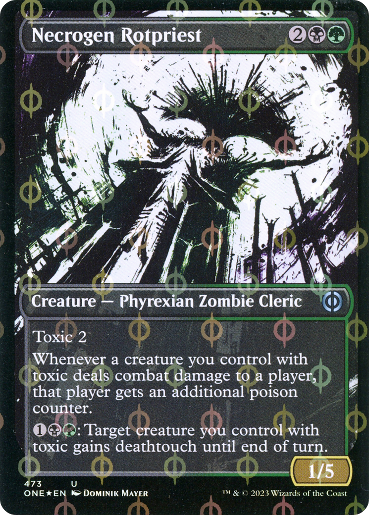 Necrogen Rotpriest (Borderless Ichor Step-and-Compleat Foil) [Phyrexia: All Will Be One] | Webway Games