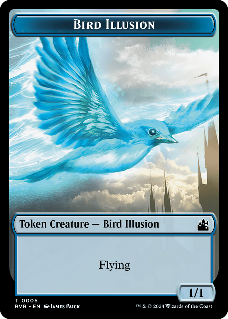Saproling // Bird Illusion Double-Sided Token [Ravnica Remastered Tokens] | Webway Games