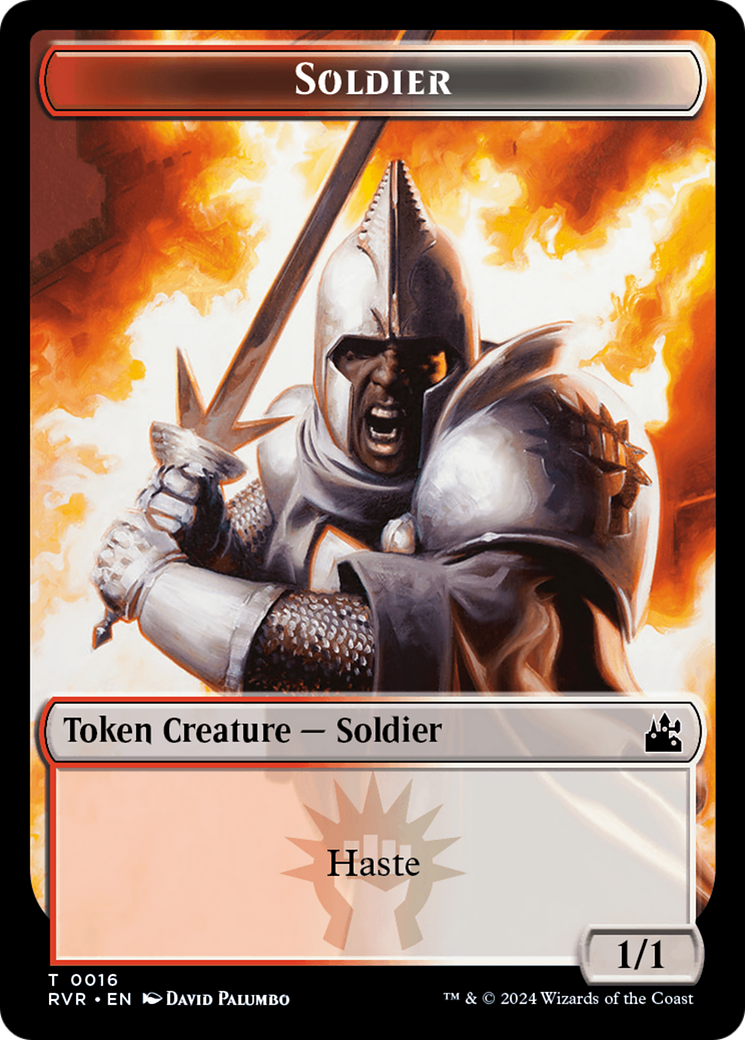Elf Knight // Soldier Double-Sided Token [Ravnica Remastered Tokens] | Webway Games