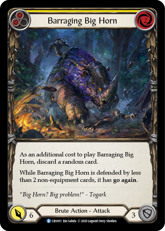 Barraging Big Horn (Yellow) [CRU011] 1st Edition Rainbow Foil | Webway Games