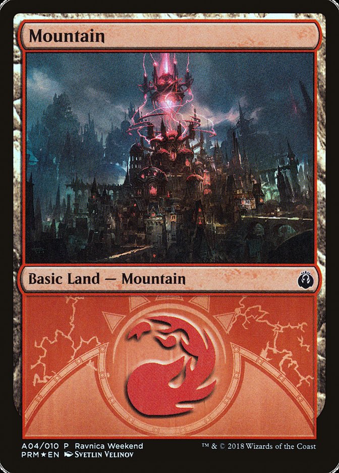 Mountain (#A04) [Guilds of Ravnica Ravnica Weekend] | Webway Games