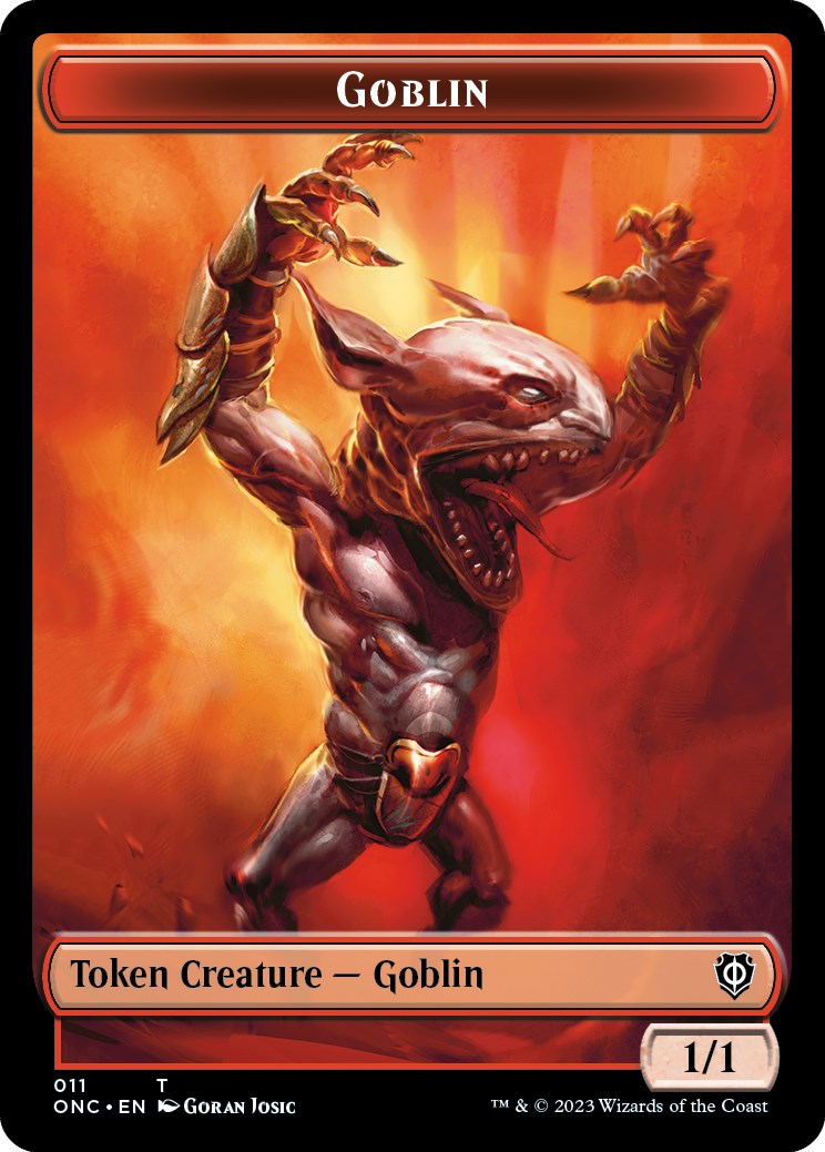 Rebel // Goblin Double-Sided Token [Phyrexia: All Will Be One Commander Tokens] | Webway Games