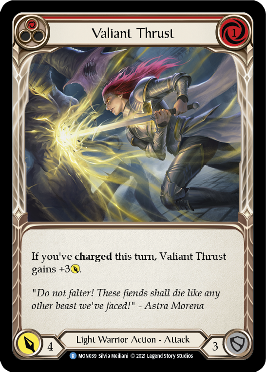 Valiant Thrust (Red) (Rainbow Foil) [MON039-RF] 1st Edition Rainbow Foil | Webway Games