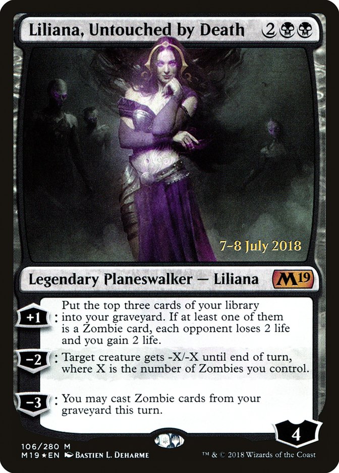 Liliana, Untouched by Death  (Prerelease) [Core Set 2019 Prerelease Promos] | Webway Games
