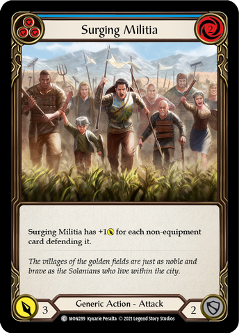 Surging Militia (Blue) (Rainbow Foil) [MON289-RF] 1st Edition Rainbow Foil