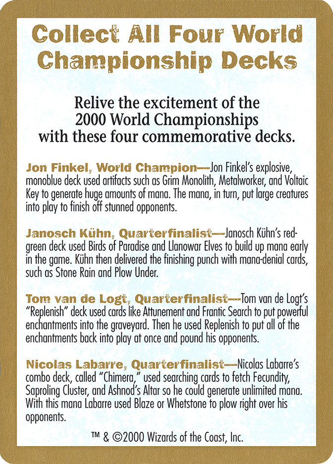 2000 World Championships Ad [World Championship Decks 2000] | Webway Games