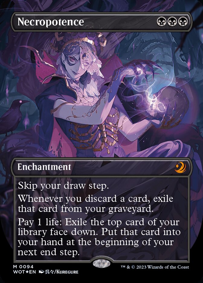 Necropotence (Anime Borderless) (Confetti Foil) [Wilds of Eldraine: Enchanting Tales] | Webway Games