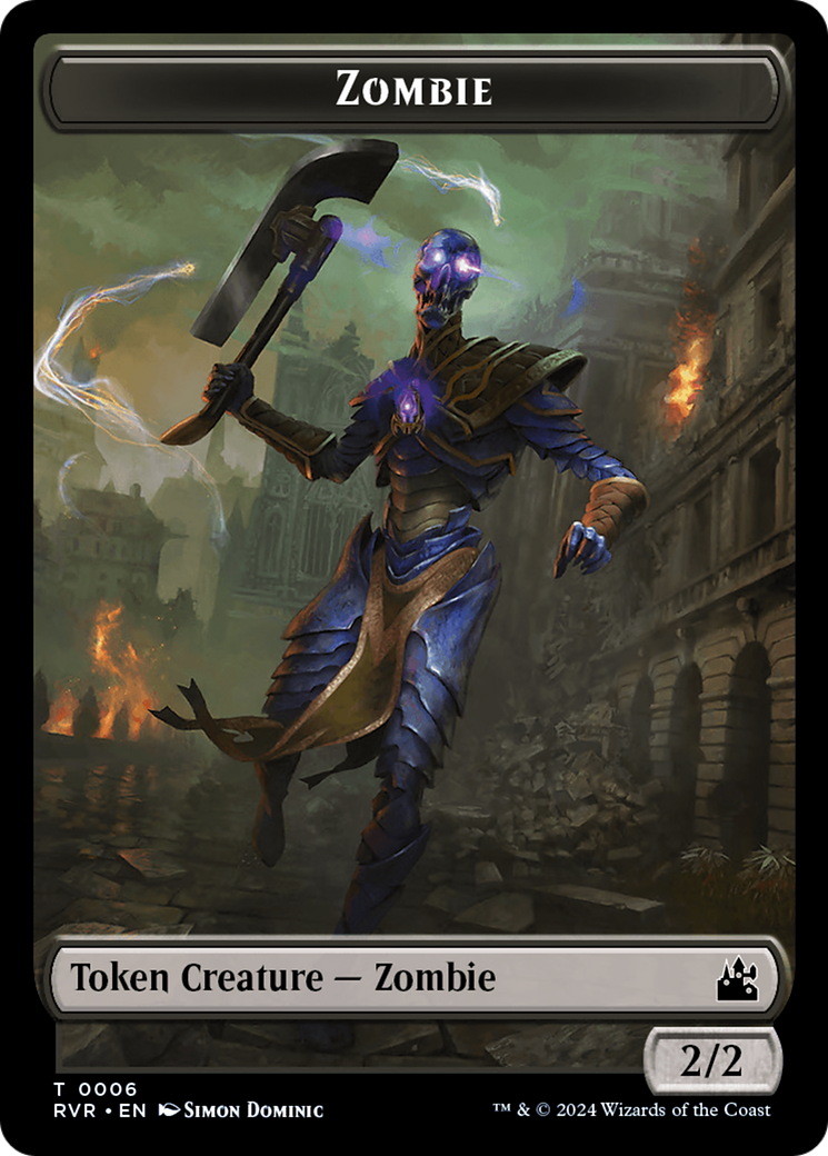 Elf Knight // Zombie Double-Sided Token [Ravnica Remastered Tokens] | Webway Games