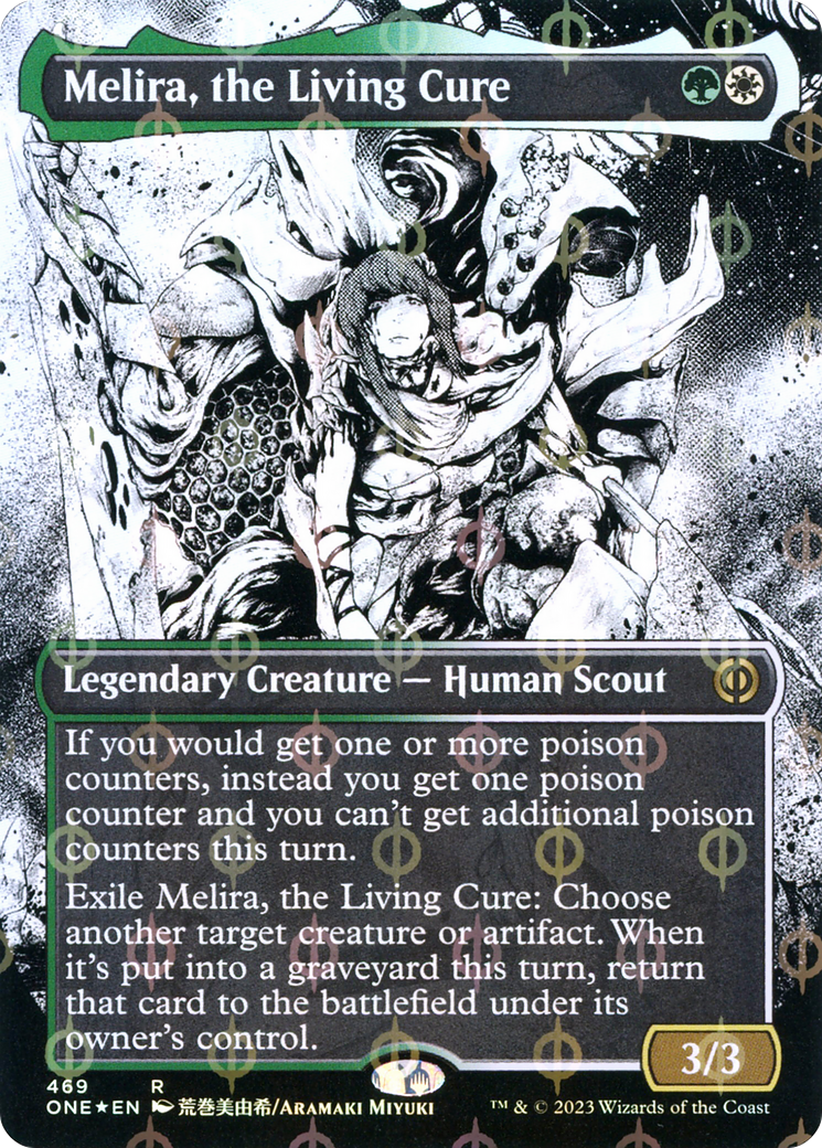 Melira, the Living Cure (Borderless Manga Step-and-Compleat Foil) [Phyrexia: All Will Be One] | Webway Games