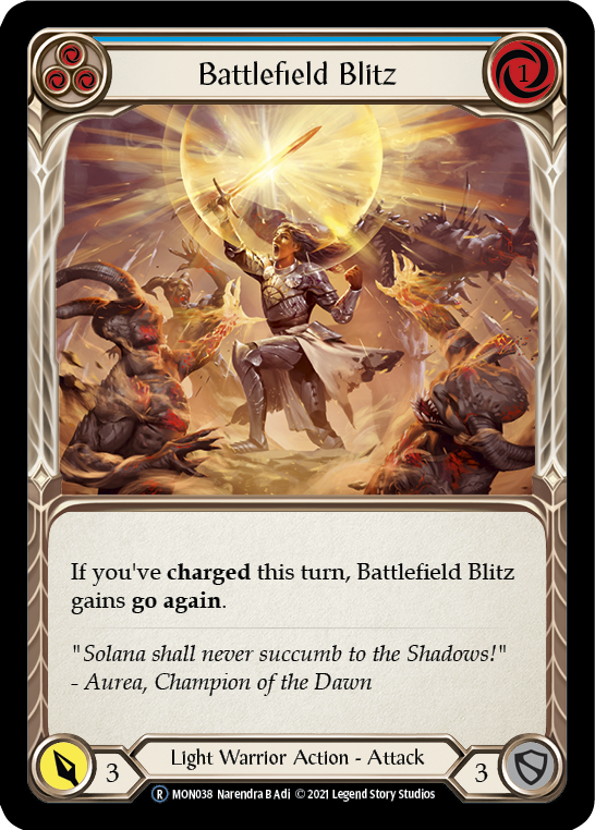 Battlefield Blitz (Blue) (Rainbow Foil) [U-MON038-RF] Unlimited Rainbow Foil | Webway Games