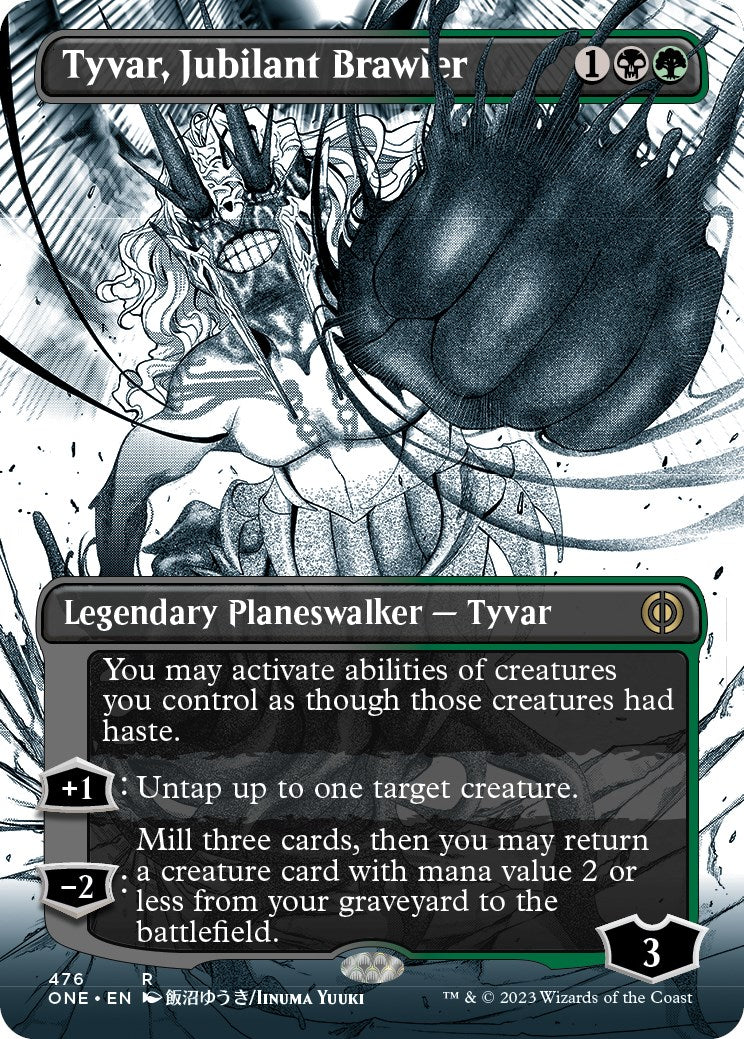 Tyvar, Jubilant Brawler (Borderless Manga Step-and-Compleat Foil) [Phyrexia: All Will Be One] | Webway Games