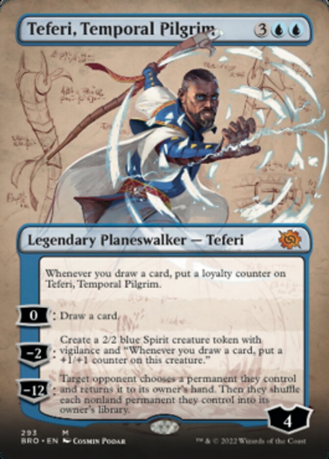 Teferi, Temporal Pilgrim (Borderless Alternate Art) [The Brothers' War] | Webway Games