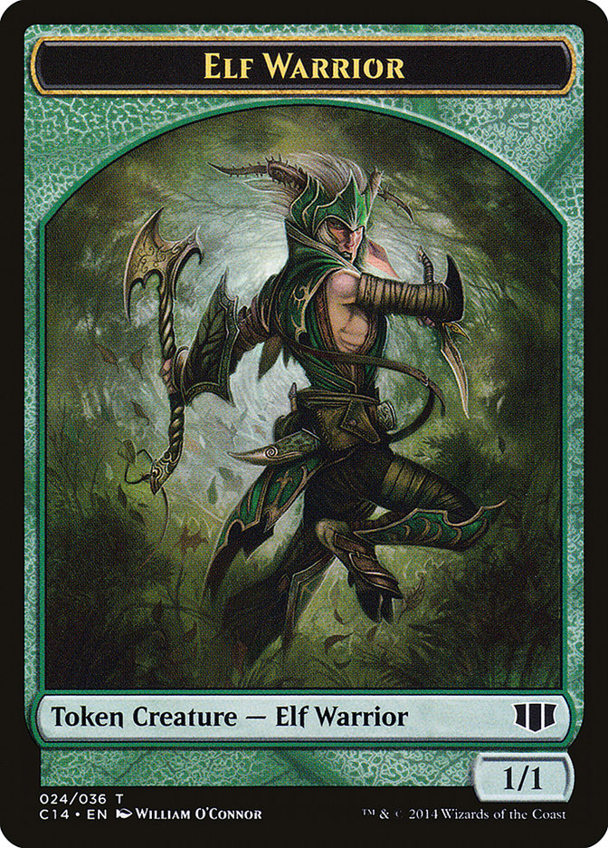 Elephant // Elf Warrior Double-sided Token [Commander 2014 Tokens] | Webway Games