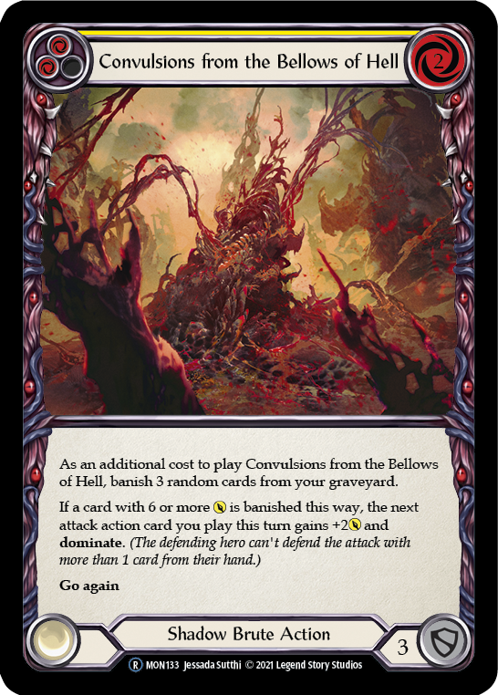 Convulsions from the Bellows of Hell (Yellow) (Rainbow Foil) [U-MON133-RF] Unlimited Rainbow Foil | Webway Games