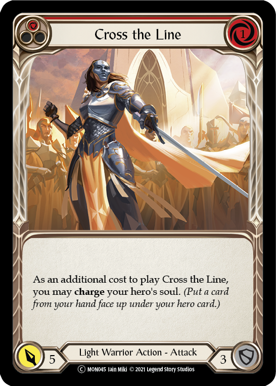 Cross the Line (Red) (Rainbow Foil) [U-MON045-RF] Unlimited Rainbow Foil