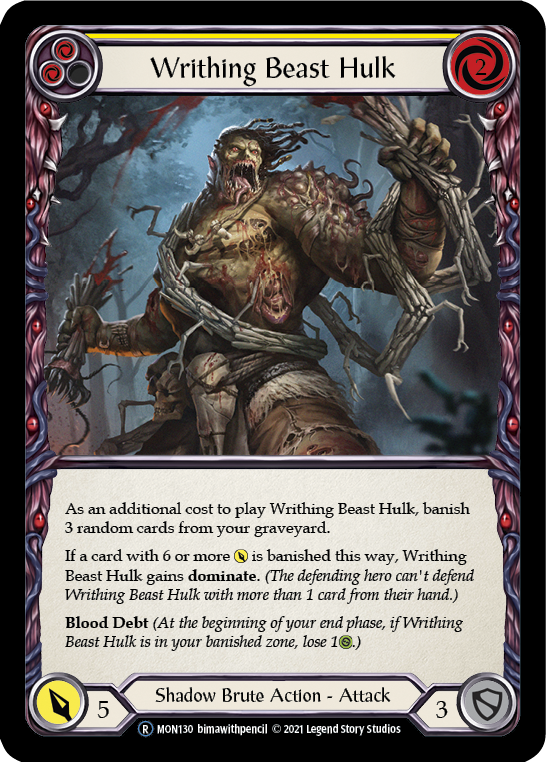 Writhing Beast Hulk (Yellow) (Rainbow Foil) [U-MON130-RF] Unlimited Rainbow Foil | Webway Games