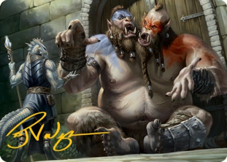 Ettin Art Card (Gold-Stamped Signature) [Dungeons & Dragons: Adventures in the Forgotten Realms Art Series] | Webway Games