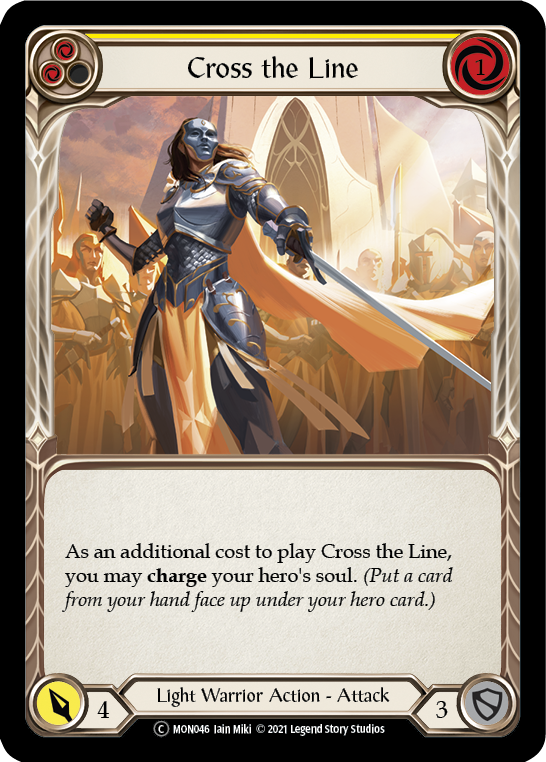 Cross the Line (Yellow) (Rainbow Foil) [U-MON046-RF] Unlimited Rainbow Foil | Webway Games