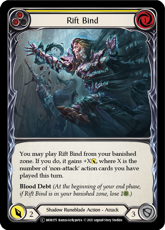 Rift Bind (Yellow) (Rainbow Foil) [U-MON175-RF] Unlimited Rainbow Foil | Webway Games