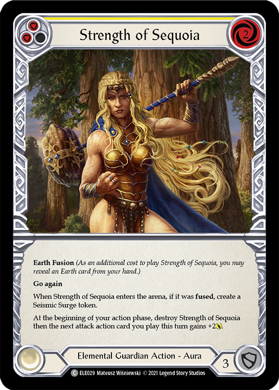 Strength of Sequoia (Yellow) [ELE029] (Tales of Aria)  1st Edition Rainbow Foil | Webway Games