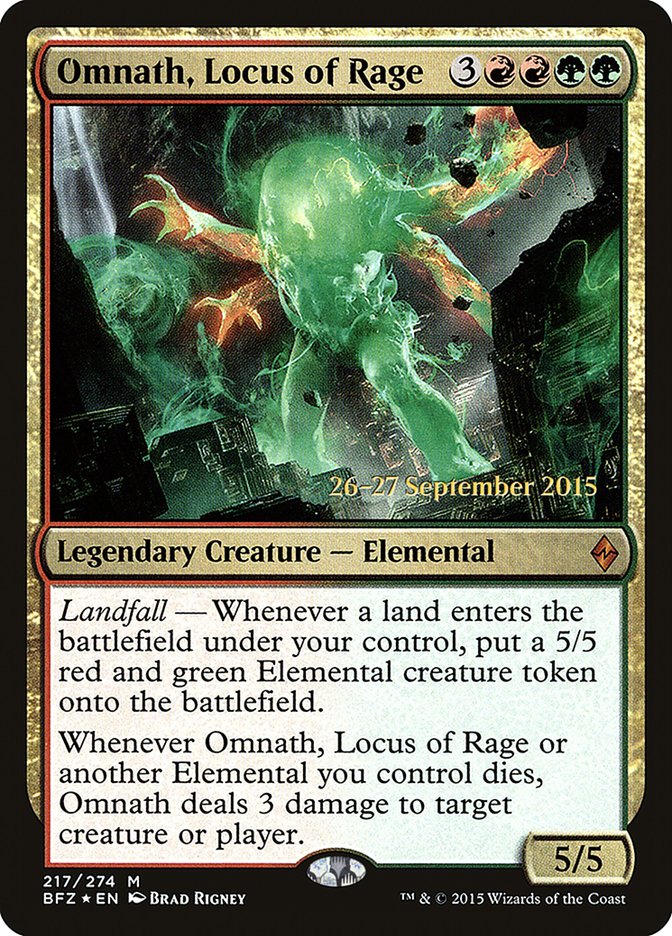 Omnath, Locus of Rage  (Prerelease) [Battle for Zendikar Prerelease Promos] | Webway Games