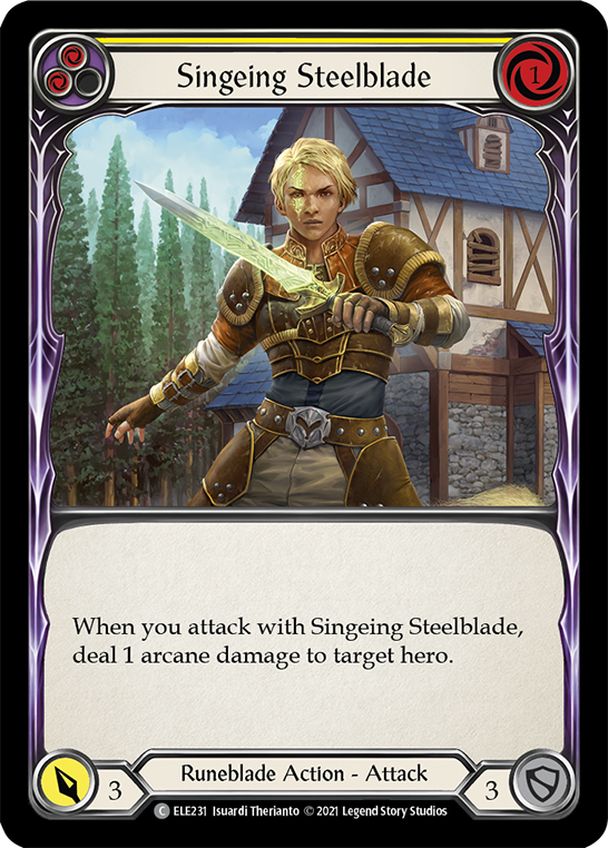 Singeing Steelblade (Yellow) [ELE231] (Tales of Aria)  1st Edition Rainbow Foil | Webway Games