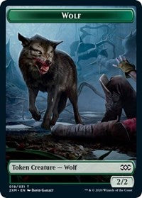 Wolf // Golem Double-sided Token [Double Masters Tokens] | Webway Games