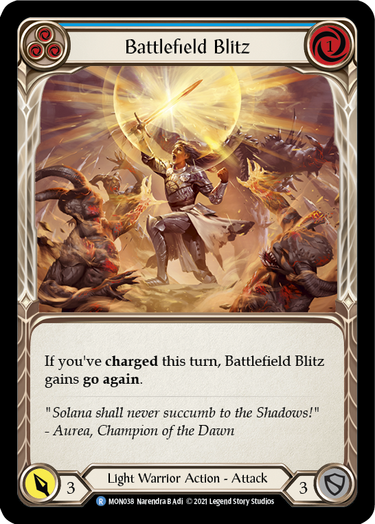 Battlefield Blitz (Blue) (Rainbow Foil) [MON038-RF] 1st Edition Rainbow Foil | Webway Games