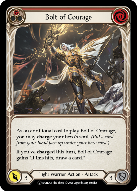 Bolt of Courage (Red) (Rainbow Foil) [U-MON042-RF] Unlimited Rainbow Foil | Webway Games
