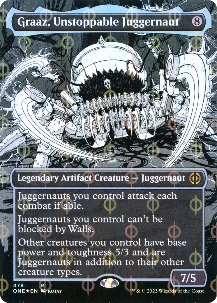 Graaz, Unstoppable Juggernaut (Borderless Manga Step-and-Compleat Foil) [Phyrexia: All Will Be One] | Webway Games