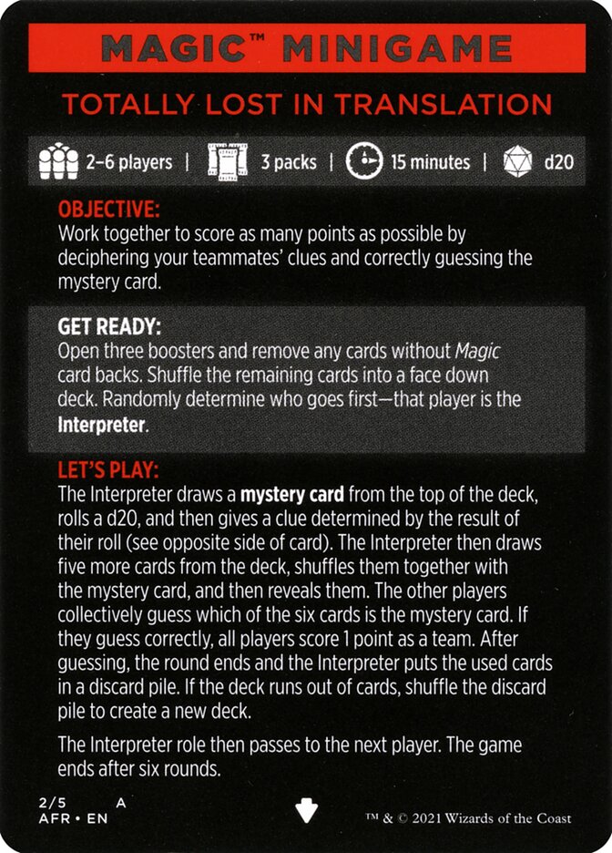 Totally Lost in Translation (Magic Minigame) [Dungeons & Dragons: Adventures in the Forgotten Realms Minigame] | Webway Games