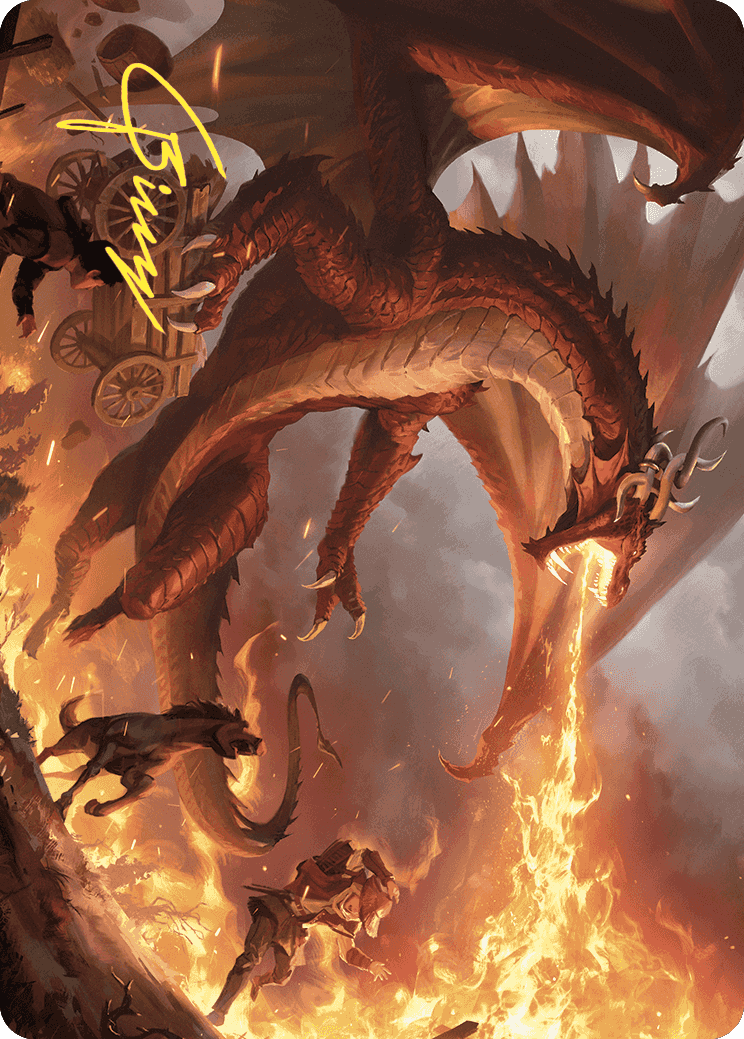 Realm-Scorcher Hellkite Art Card (Gold-Stamped Signature) [Wilds of Eldraine Art Series] | Webway Games