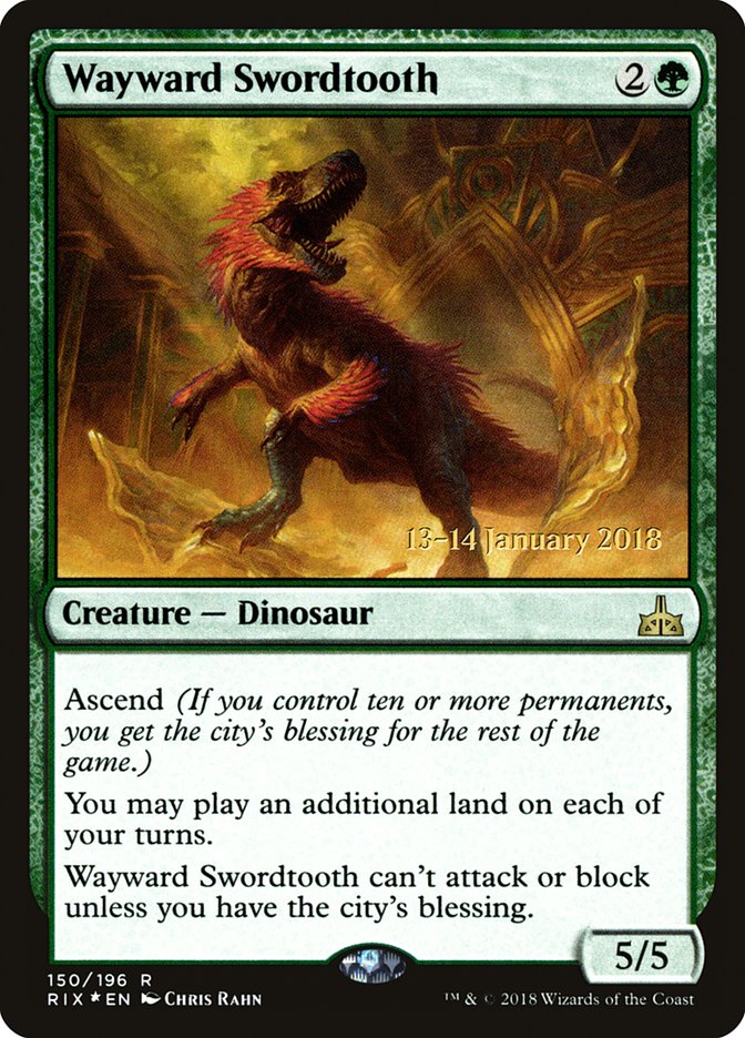 Wayward Swordtooth (Prerelease) [Rivals of Ixalan Prerelease Promos] | Webway Games
