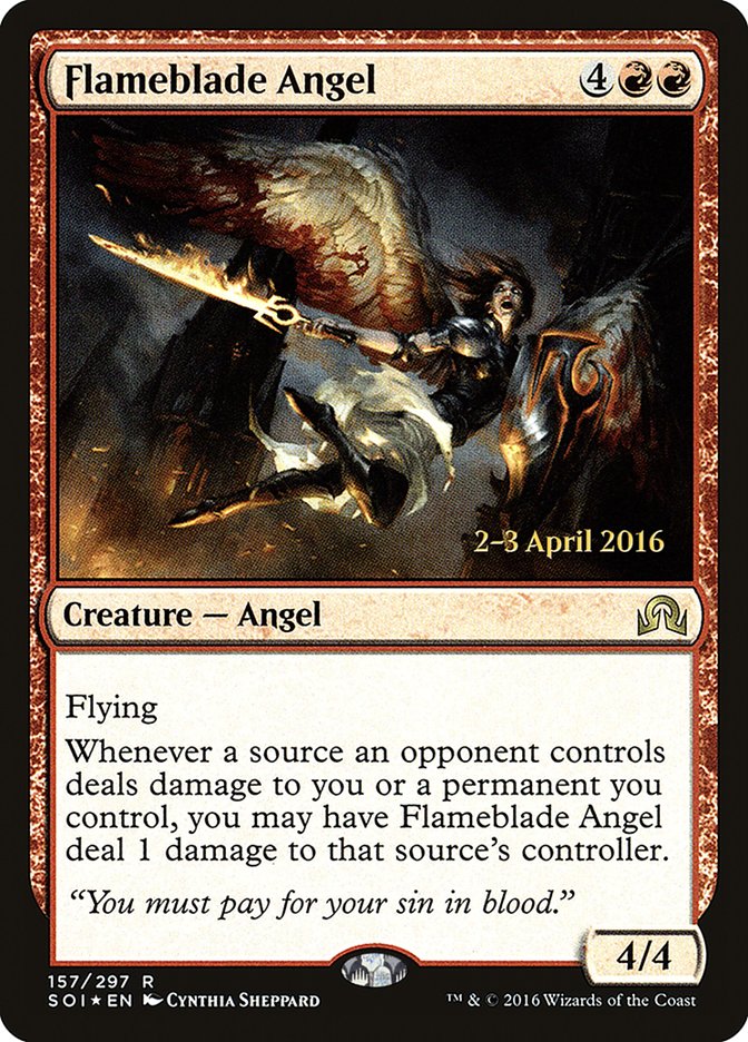 Flameblade Angel (Prerelease) [Shadows over Innistrad Prerelease Promos] | Webway Games