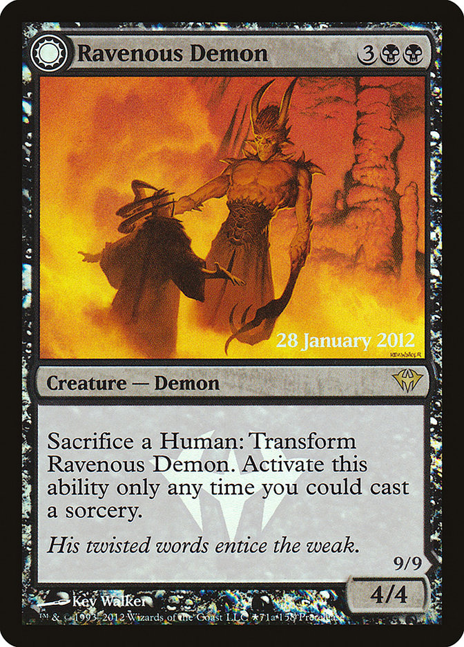 Ravenous Demon // Archdemon of Greed  (Prerelease) [Dark Ascension Prerelease Promos] | Webway Games