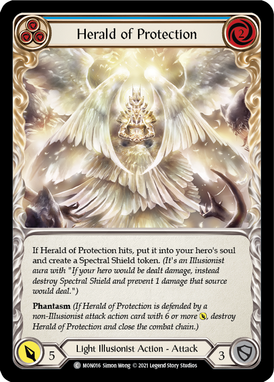 Herald of Protection (Blue) (Rainbow Foil) [MON016-RF] 1st Edition Rainbow Foil | Webway Games