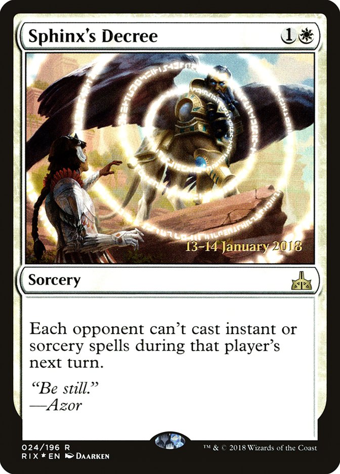 Sphinx's Decree (Prerelease) [Rivals of Ixalan Prerelease Promos] | Webway Games