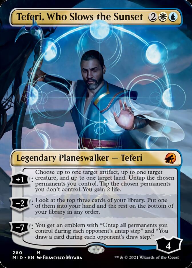 Teferi, Who Slows the Sunset (Borderless) [Innistrad: Midnight Hunt] | Webway Games