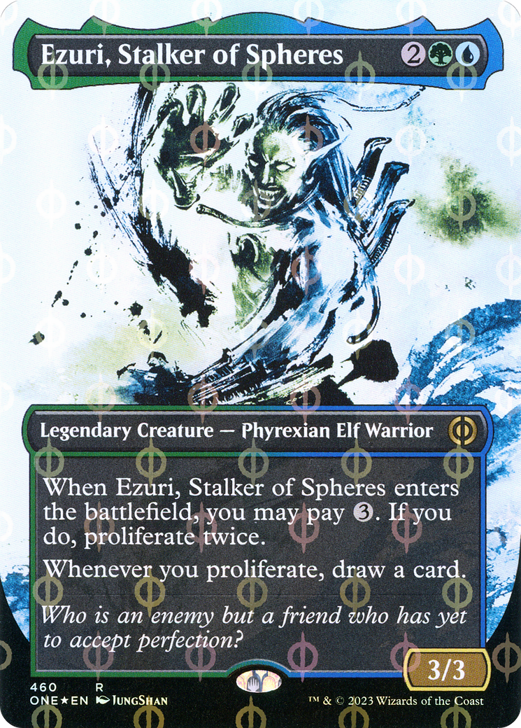 Ezuri, Stalker of Spheres (Borderless Ichor Step-and-Compleat Foil) [Phyrexia: All Will Be One] | Webway Games
