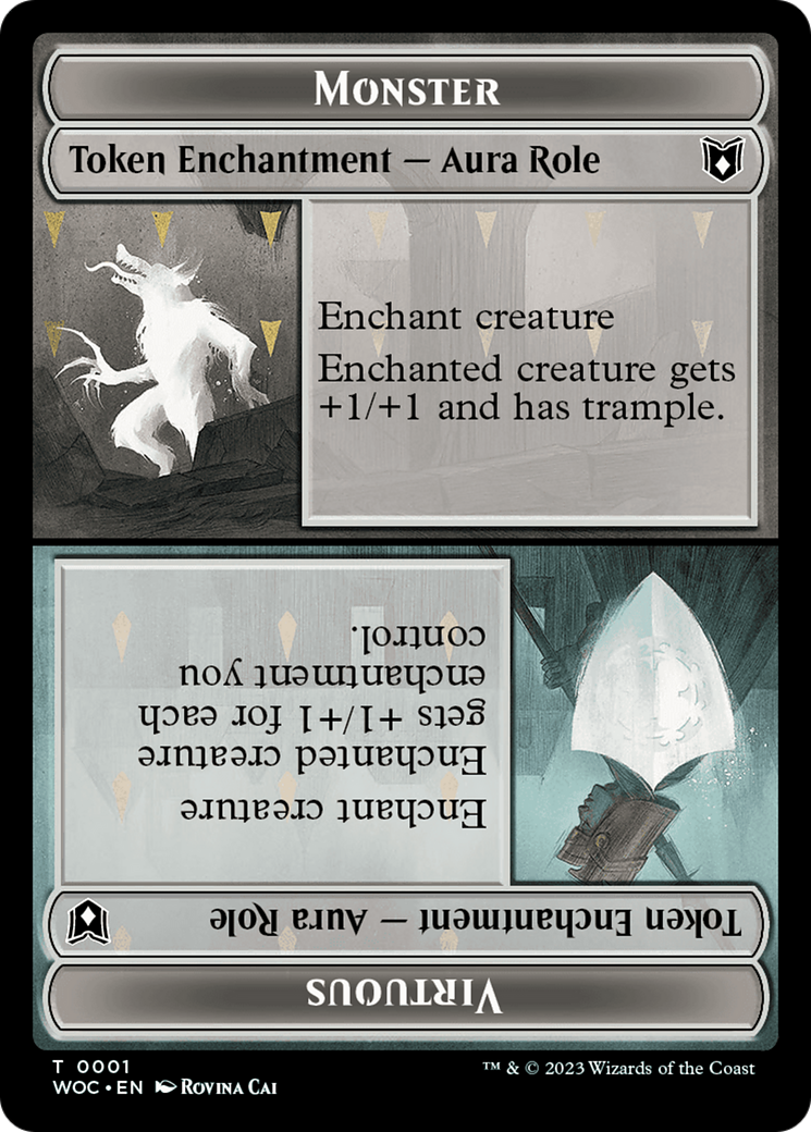 Copy // Monster Role / Virtuous Role Double-Sided Token [Wilds of Eldraine Commander Tokens] | Webway Games