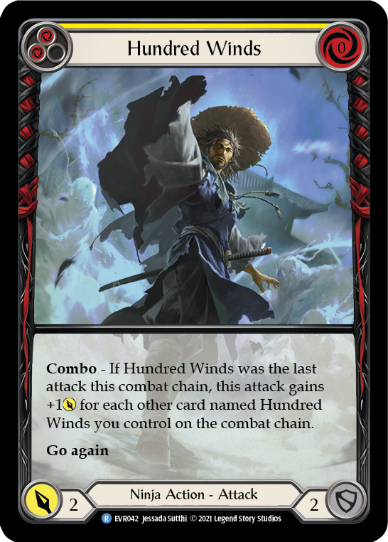 Hundred Winds (Yellow) [EVR042] (Everfest)  1st Edition Extended Art Rainbow Foil | Webway Games
