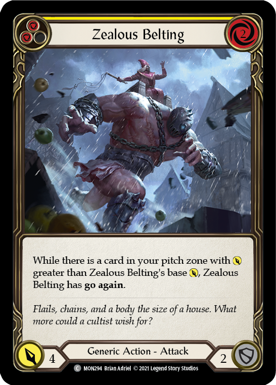 Zealous Belting (Yellow) (Rainbow Foil) [MON294-RF] 1st Edition Rainbow Foil | Webway Games