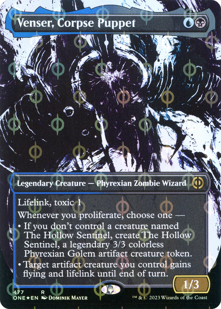 Venser, Corpse Puppet (Borderless Ichor Step-and-Compleat Foil) [Phyrexia: All Will Be One] | Webway Games