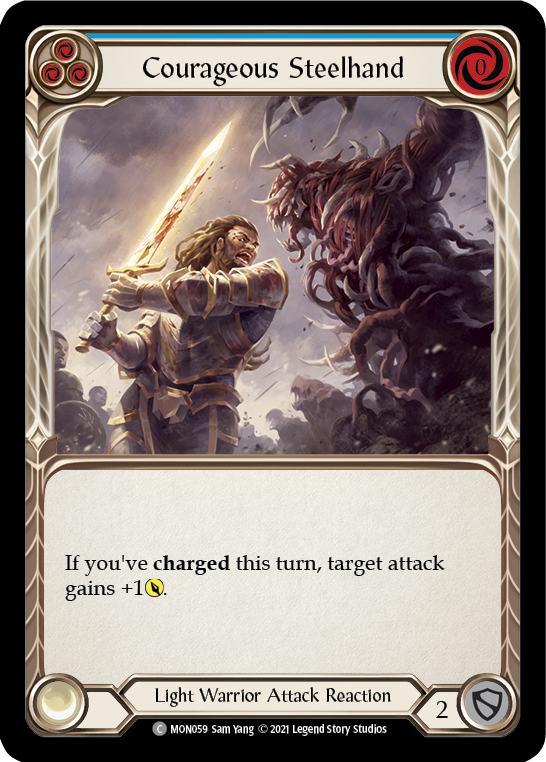 Courageous Steelhand (Blue) (Rainbow Foil) [MON059-RF] 1st Edition Rainbow Foil | Webway Games