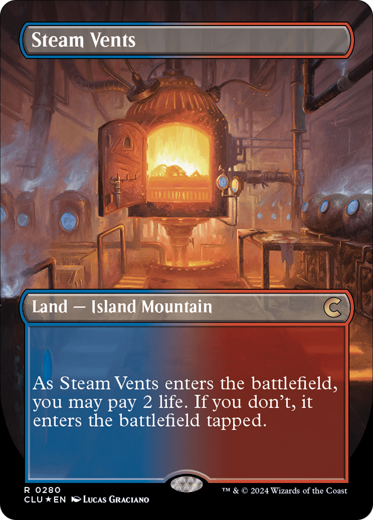 Steam Vents (Borderless) [Ravnica: Clue Edition] | Webway Games