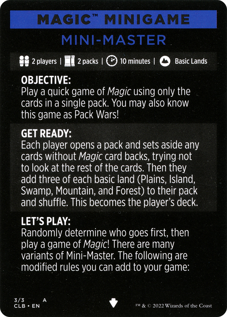 Mini-Master (Magic Minigame) [Commander Legends: Battle for Baldur's Gate Minigame] | Webway Games